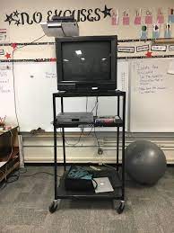 Large TV on cart in classroom